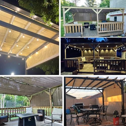 Patio Paradise 10' x 12' Pergola Canopy Replacement Cover Shade Cloth with Grommets Weighted Rods Outdoor Sun Shade Screen UV Block for Gazebo Backyard Deck Porch Balcony, Brown