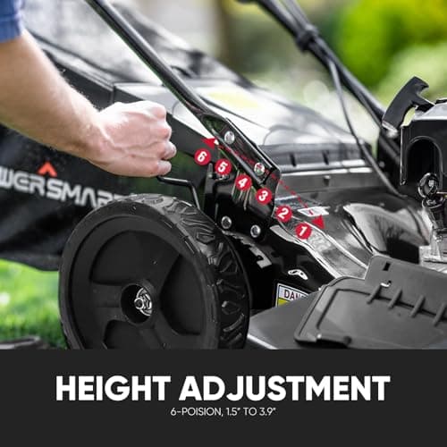 PowerSmart Self Propelled Gas Lawn Mower, 22 in. with 170cc OHV Engine, 3-in-1 Rear-Wheel-Drive High Wheels, Black
