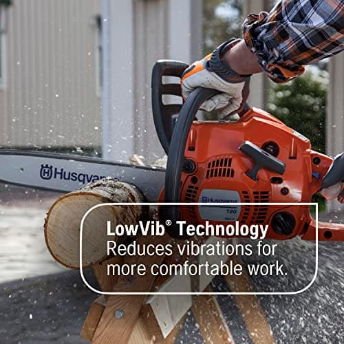Husqvarna 120 Mark III Gas Chainsaw, 38-cc, 2-Cycle X-Torq Engine, 14 Inch Chainsaw with Automatic Oiler, For Wood Cutting and Tree Pruning, 970739614