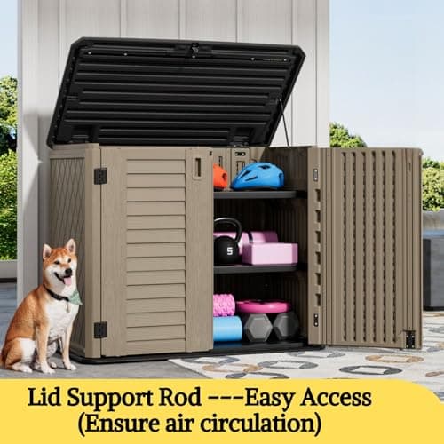 ZZM 4x2.5 FT Outdoor Storage Shed, Resin Waterproof Storage Cabinet for Garden Tools with Lockable Lid,Latch (Coffee)