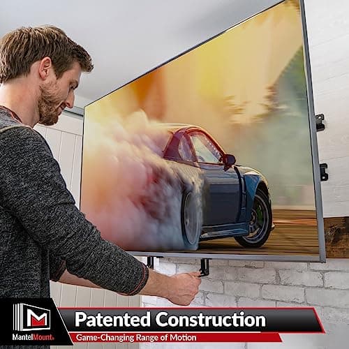 MantelMount- MM340 Above Fireplace Pull Down TV Mount- Televisions 44" to 80" Up to 90 lbs - Safe Auto-Adjusting TV Mounts - Patented Motion Stops, Handles, Balancing Technology - Superior Steel
