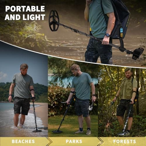 SAKOBS Metal Detector for Adults Professional – Higher Accuracy 9 Types of Metal Target Detection, 11" Waterproof Double-D Coil, New Upgraded DSP Chip and LCD Display （12.8" Detection Depth）