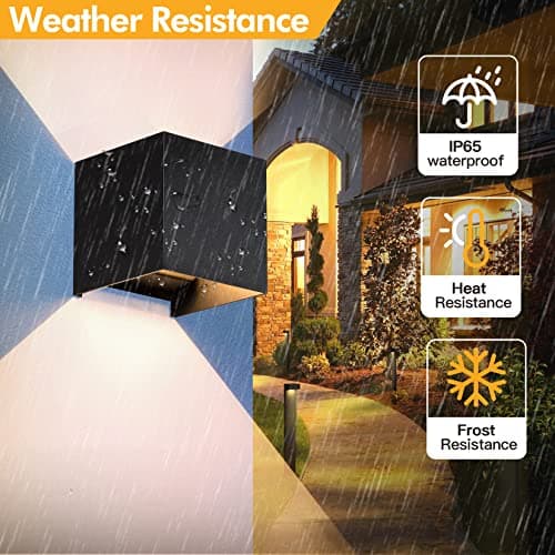 2 Pcs G9 Outdoor Wall Lights Exterior/Interior Wall Sconces Up and Down Lights IP65 Waterproof Modern Outdoor Lighting Square Aluminum Black 3000K Warm Lights Replaceable bulb, Adjustable Light Angle