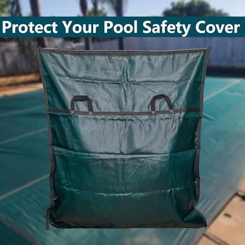 Adnee Pool Safety Cover Stowaway Bag with 4 Carry Handles,48x57 Inch Waterproof Pool Cover Storage Bag, Pool Cover Stowaway Bags for Pool Covers Packing