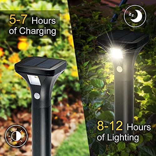 LED Solar Powered Motion Sensor Pathway Lights, Battery Powered Outdoor Waterproof Motion Detector Walkway Light, Use for Your House's Yard Backyard Driveway Sidewalk Path Garden etc.(4 Pack)