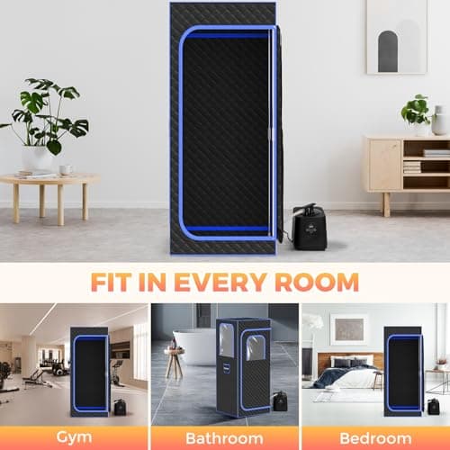 Portable Sauna Box for Home, Person Saunas Tent at Home with 3L 1200 Watt Steamer, Remote Control and Fodable Chair (Light Black)