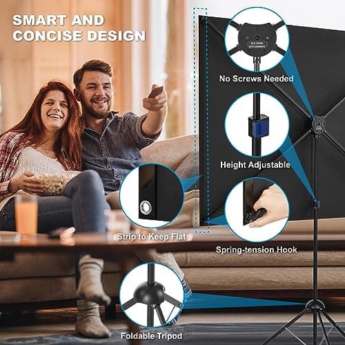 Portable Projector Screen with Stand, ALR Projector Screen 100 Inch 16:9, Outdoor Projection Screen, High Contrast, Work in Ambient Light, Compact, Easy Setup, Idea for Home Cinema, Backyard Party