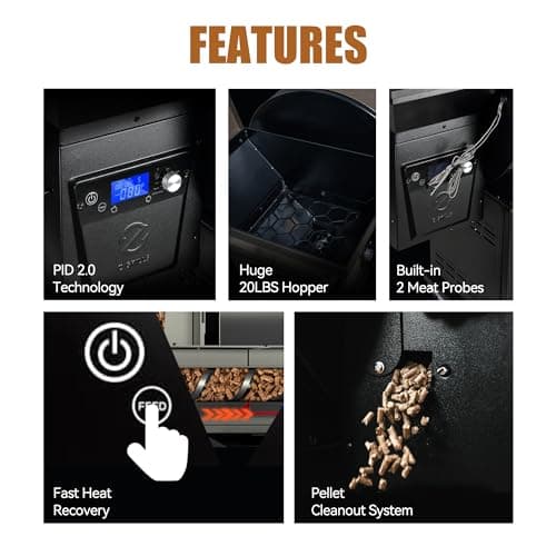 Z GRILLS Wood Pellet Grill and Smoker with Double-wall Insulation Structure, 697 SQ.IN, Bronze