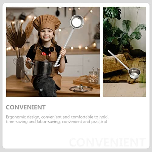 HEMOTON Stainless Steel Long Handle Water Ladle Kitchen Soup Ladle Bath Shampoo Ladle Scoop Cup Garden Ladle Metal Water Dipper with Pour Spout