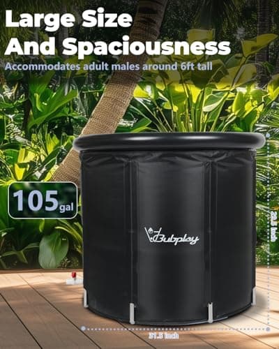 XL Ice Bath Tub for Athletes & Adults - 105 Gallons Ice Tub, Cold Plunge Tub with Cover for Indoor Outdoor, Ice Plunge Tub for Recovery & Cold Water Therapy - Black