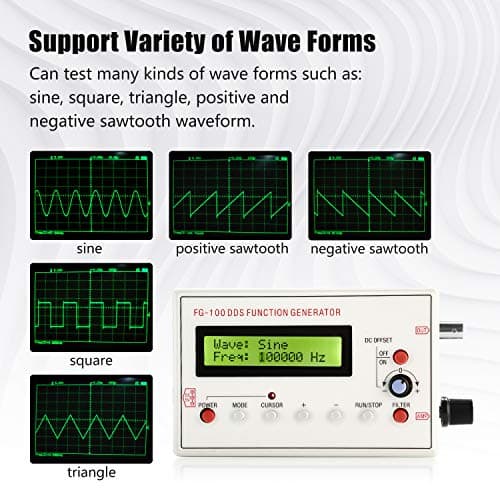 1HZ-500KHZ DDS Functional Signal Generator, Seesii DDS Function Low Frequency Signal Generator Sine/Triangle/Square/Sawtooth Waveform