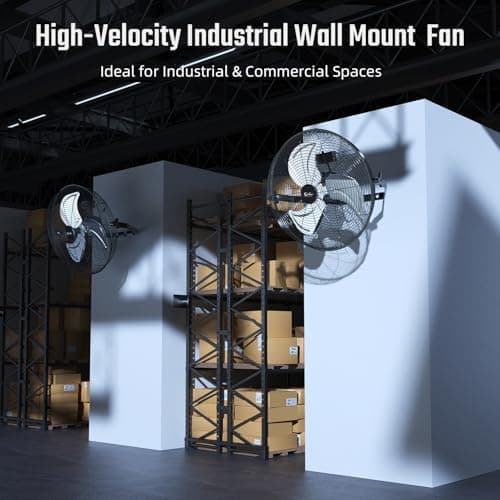Simple Deluxe 18 Inch Industrial Wall Mount Fan, 3 Speed Commercial Ventilation Metal Fan for Warehouse, Greenhouse, Workshop, Patio, Factory and Basement - High Velocity