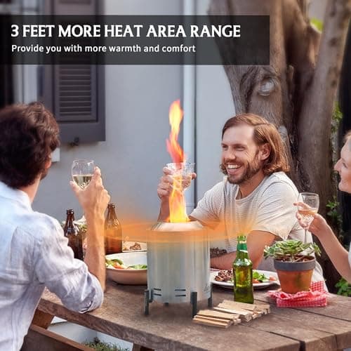 BALI OUTDOORS 6.5 inch Tabletop Fire Pit Round, Stainless Steel Table Top Firepit Small, Outdoor Smokeless Firepit Portable