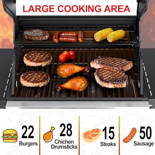 3-Burner Propane Gas Grill, Stainless Steel Cabinet with Side Table & Knob Controls, BBQ Cast Iron Grates and Thermometer for Outdoor Cooking, Patio, BBQ