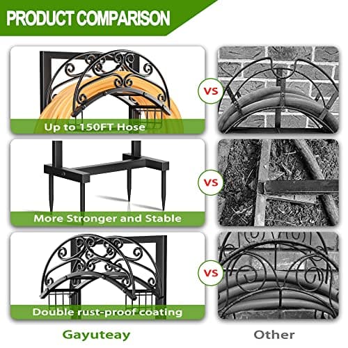 Garden Hose Holder - Upgraded Water Hose Holder Holds 151-feet Hose, Heavy Duty Metal Hose Stand Sturdy Freestanding Hose Hanger, Detachable Garden Hose Storage Rack for Outside Yard Lawn