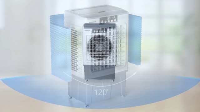 Evaporative Cooler, VAGKRI 2100CFM Air Cooler, 120°Oscillation Swamp Cooler with Remote Control, 24H Timer, 3 Wind Speeds for Outdoor Indoor Use,8 Gallon