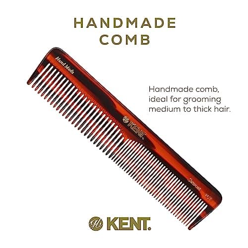 KENT 16T Fine Tooth and Wide Tooth Comb for Daily Grooming, Handmade Styling Comb for All Hair Types, Styling and Detangling Combs for Men and Women