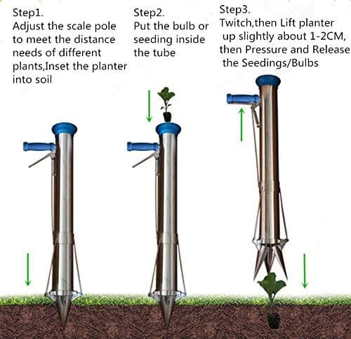 Long Handled Bulb Planter Tools and Vegetable Seedling Tool Manual Plant Transplanter Bulb Planter