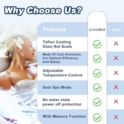Dual Spa Water Heater, Portable Hot Tub Immersion Water Heater Cast Aluminum Submergible mit Temperature Sensor and Digital Display for Bathtub