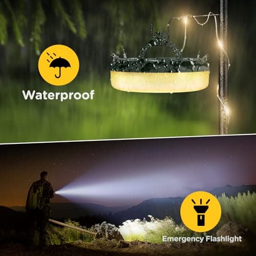 OGERY Camping String Lights, 4 in 1 Quick Storage 32.8FT Rechargeable Tent Lights String with 8 Lighting Modes, Hanging Waterproof Portable LED Lamp for Outdoor Patio Awning Garden Party Essentials