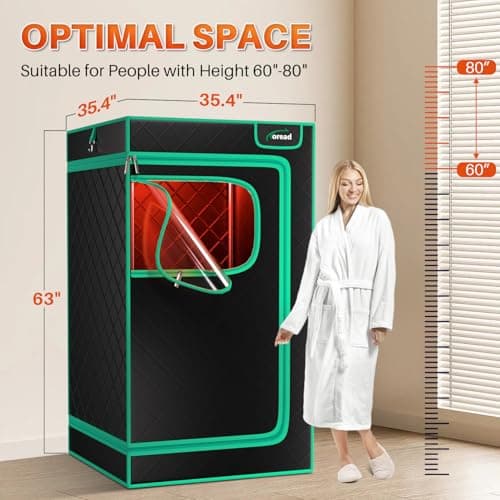 TOREAD Portable Infrared Steam Sauna with 660nm Red Light Therapy Saunas for Home,Red Light Sauna with 3L 1200W Steamer, Adjustable Temperature, Timer Setting, Remote Control, Folding Sauna Chair