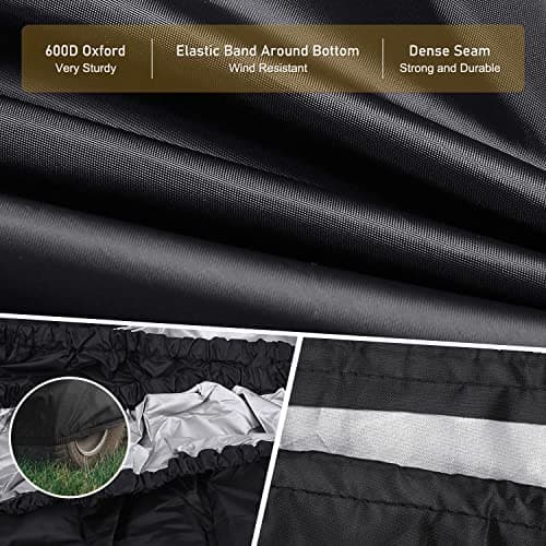 Riding Lawn Mower Cover, Heavy Duty Waterproof Polyester 600D Oxford Tractor Cover UV & Dust & Water Resistant, Universal Fit Decks up to 54" with Elastic Cord & Storage Bag (Black)
