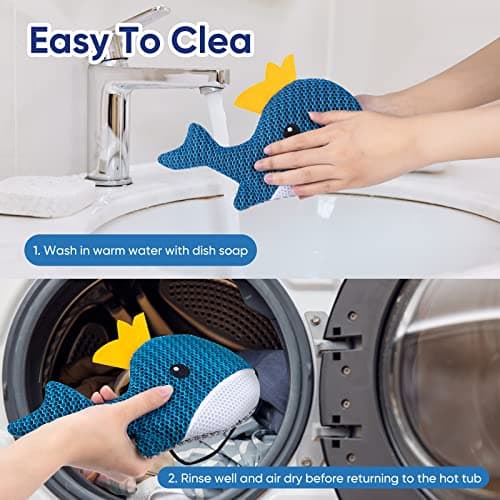 Hot Tub Scum Absorber Whale - 2 Pack Oil Absorbing Hot Tub Floating Sponge Cleaner Absorber, Keeps Water Clear, Reusable Pool Scum Absorber Hot Tub Spa Accessories