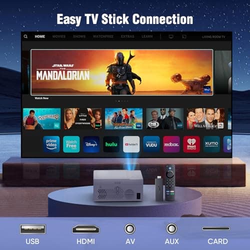 TMY Bluetooth Projector with DVD Player Built in, 1080P Mini Projector, Portable DVD Projector for Outdoor Movies, Compatible with Smartphone/PC/TV Stick/HDMI/USB/TF