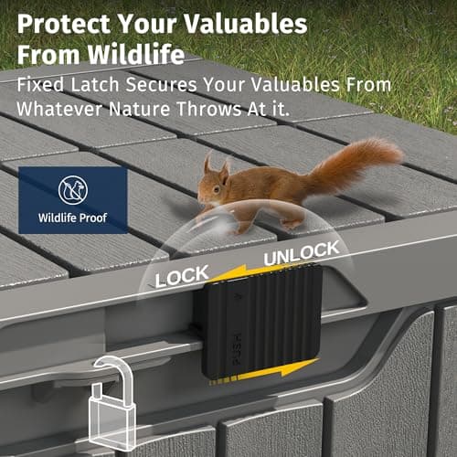EAST OAK Outdoor Storage Box | 31 Gallon Deck Box Indoor and Outdoor Use | Waterproof Resin Storage Bin with Latch for Patio Cushions, Gardening Tools | UV Resistant | Deep Grey