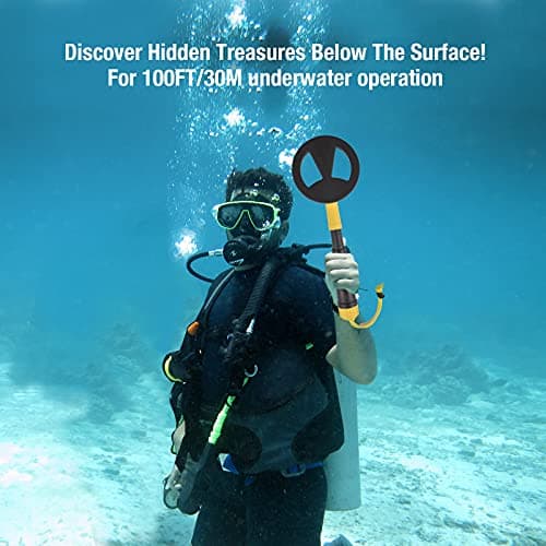 Underwater Metal Detector Handheld,100 Feet Fully Waterproof Metal Detector for Adults, Lightweight Gold Finder Metal Detector for Scuba Diving Pulse Induction with LED and Power Indicator
