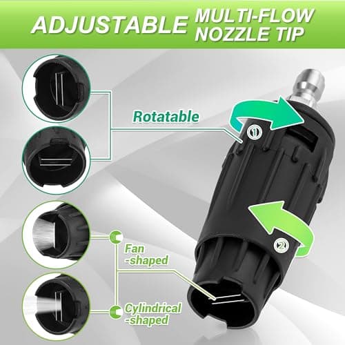 JOEJET Pressure Washer Tips, Adjustable Pressure Washer Nozzle with 5 Spray Nozzle Tips, 1/4 Inch Quick Connect, 3000 PSI