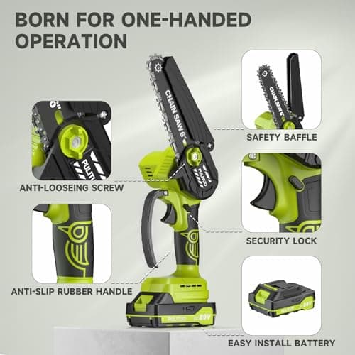 Mini Chainsaw Cordless, 6 Inch Electric Chainsaw Small Chainsaw Battery Powered, Yard Tools Garden Gifts for Men Dad Husband, Hand Saw for Branches Wood Cutting Pruning (Green)