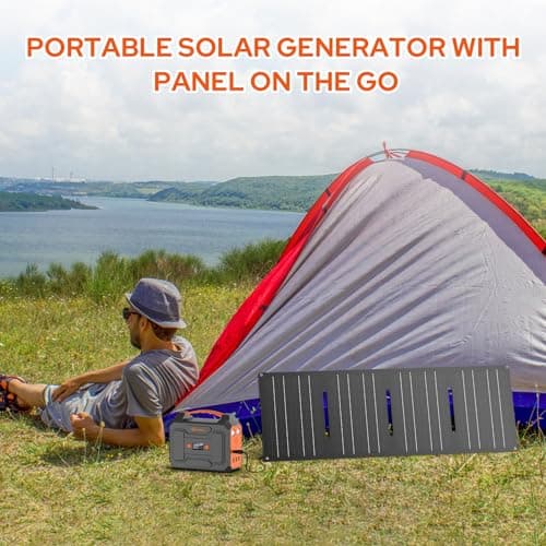 Portable Power Station with Foldable 40W Solar Panel, 100W Solar Powered Generator with Panels,110V AC Outlet Camping Solar Power Bank 146Wh Lithium Battery Pack for Home RV Outdoor Power Outage