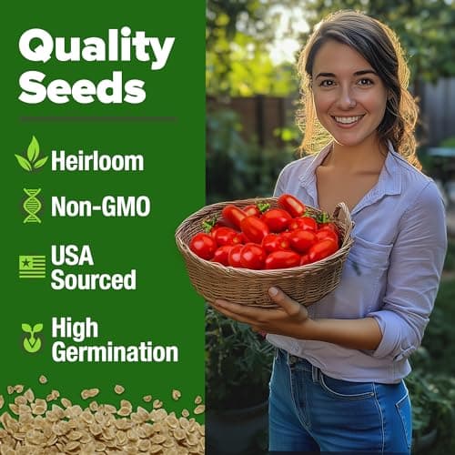 HOME GROWN San Marzano Tomato Seeds - 66 Non-GMO, USA Sourced Heirloom Tomato Seeds - Vegetable Seeds for Planting Indoor or Outdoor (Solanum lycopersicum)