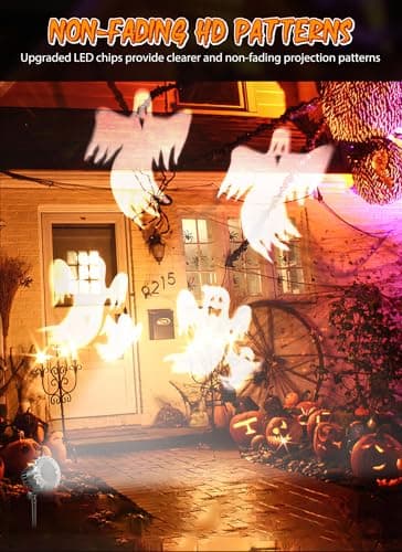 Minetom Halloween Projector Lights Outdoor, Rotating Ghost Projector Halloween, Waterproof Halloween Light Projector Landscape Lights for Outdoor Indoor, Yard, Patio, Garden, Party Decor