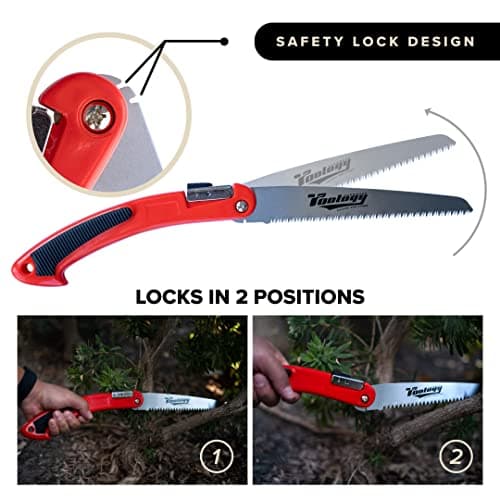 Hardware 8" Folding Tree Pruning Saw for Gardening, Survival & Camping - Wood/Tree Cutter, Bushcraft Axe with Heavy Duty SK-5 Steel (Red)