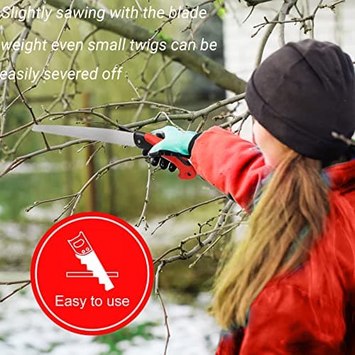 Pruning Saw with Scabbard Japanese Fixed Straight Hand Saw, Portable Tree Limb Cutter 11 Inch Blade Garden Pruner tool for Camping, Dry Wood and Fruit Trees