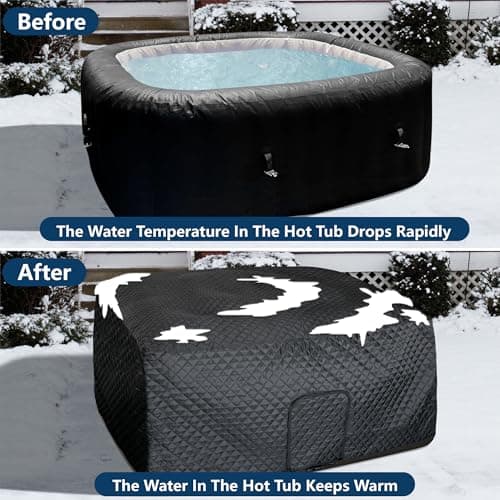 Tlswshsy 72''x27'' Square Insulated Inflatable Hot Tub Thermal Cover, Energy Efficient Hot Tub Cover with Zipper Door, Inflatable Hot Tub Full Coverage for Keeping Warm Extra Insulation and Dustproof