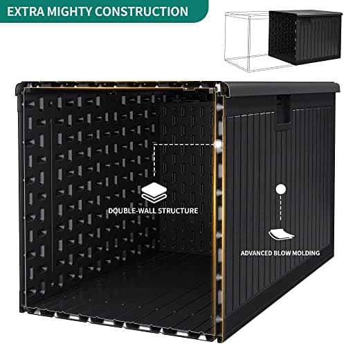 YITAHOME 260 Gallon Extra Large Deck Box, Double-Wall Resin Outdoor Storage Box with Flexible Divider for Patio Cushions Pool Supplies Garden Tools, 1000lbs Load Capacity, Lockable&Waterproof (Black)