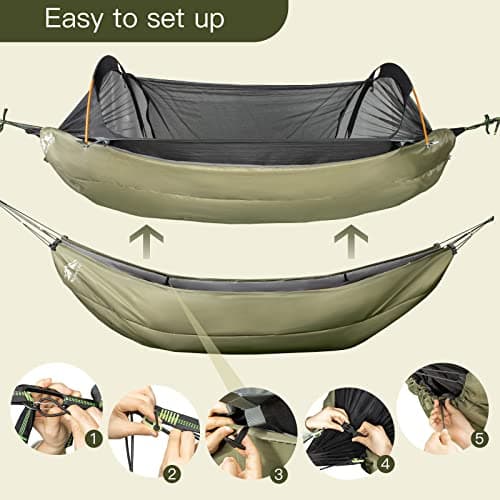 Night Cat Hammock Underquilts Sleeping Bag Single Insulated Under Blanket for Hammock 4 Seasons Lightweight Soft Warm 5-20℃ 8x3.6ft Army Green