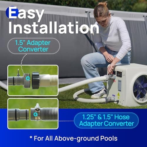 Aquastrong 16,000 BTU Swimming Pool Heat Pump Electric Pool Heater for Above Ground Pools Up to 5,000 Gallons, Heating and Cooling Pool Heater 120V