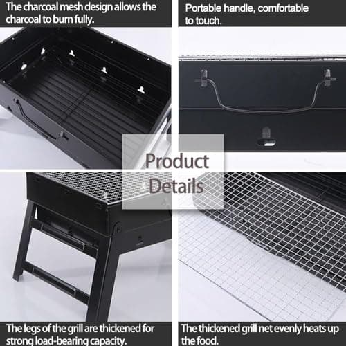 Portable Charcoal Grill,17" Folding Portable BBQ Charcoal Grill Compact Tabletop Mini Smoker Small BBQ Grill Outdoor for Travel Backyard Picnic Beach