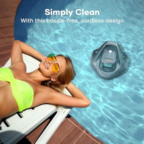 AIPER Cordless Robotic Pool Cleaner, Pool Vacuum with Self-Parking Technology, Portable, Ideal for Above-Ground Flat Pool up to 40 Feet, Grey