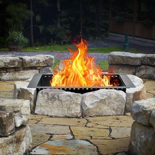 42 inch Square Fire Pit Ring, Heavy Duty Fire Ring, DIY Campfire Insert Above or In-Ground, for Outdoor, Camping, and Bonfires