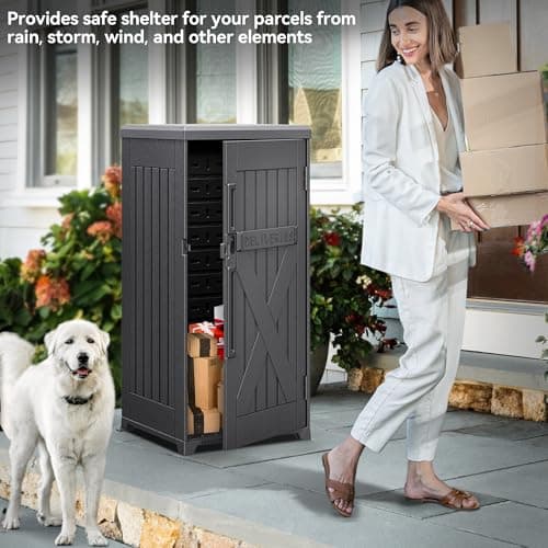 YITAHOME 60 Gallon Large Package Delivery and Storage Box, Double-Wall Resin Outdoor Package Delivery and Waterproof Deck Box for Porch, Curbside, 8.5 Cubic feet, Gray
