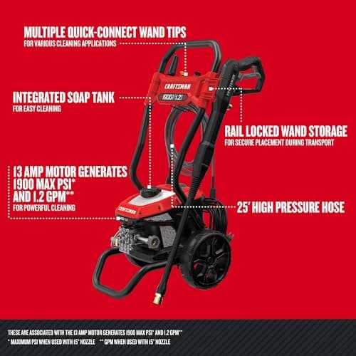 CRAFTSMAN Electric Pressure Washer, Cold Water, 1900 -PSI, 1.2-GPM, Corded (CMEPW1900)
