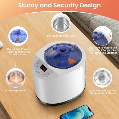 Sauna Steamer Machine, 3L Portable Sauna Steamer, 1200W Steam Generator for Sauna, Home Sauna Steamer Pot with Remote Control, Steam Cup, Timer, 15 Temperature Levels, Home Spa Sauna Accessories