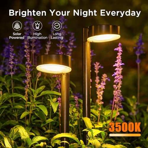 8 Pack Solar Pathway Lights - Modern Waterproof 12 LED Outdoor Solar Lights for Yard, Up to 12 Hrs