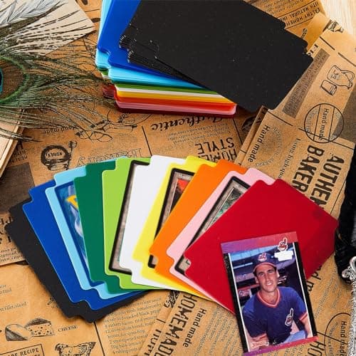 Trading Card Dividers Multicolor Card Page Dividers Frosted Plastic Separator with Tabs for Games Sports, 2.7 x 3.8 Inches(50 Pieces)