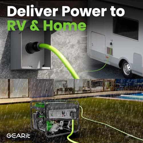 30 Amp RV Extension Cord, GEARit (15 Feet) 3-Prong 125/250-Volt 10/3 STW 10AWG Gauge SJTW Locking Cable, NEMA TT-30P to L5-30R, RV Outdoor Camper Trailer Portable Generator Power Cord- 15ft